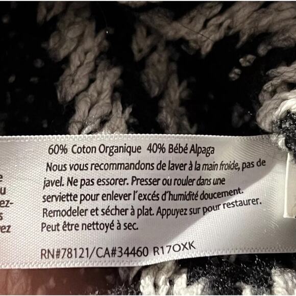 Eileen Fisher Scrunch Neck Tunic Top Sweater Dress Black Ivory Chevron XL NWT - Picture 8 of 9